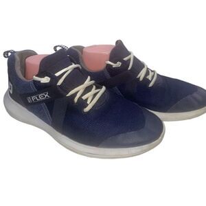 FootJoy FJ Flex Mens Sz 10 M Navy Blue White Spikeless Golf Shoes 56102